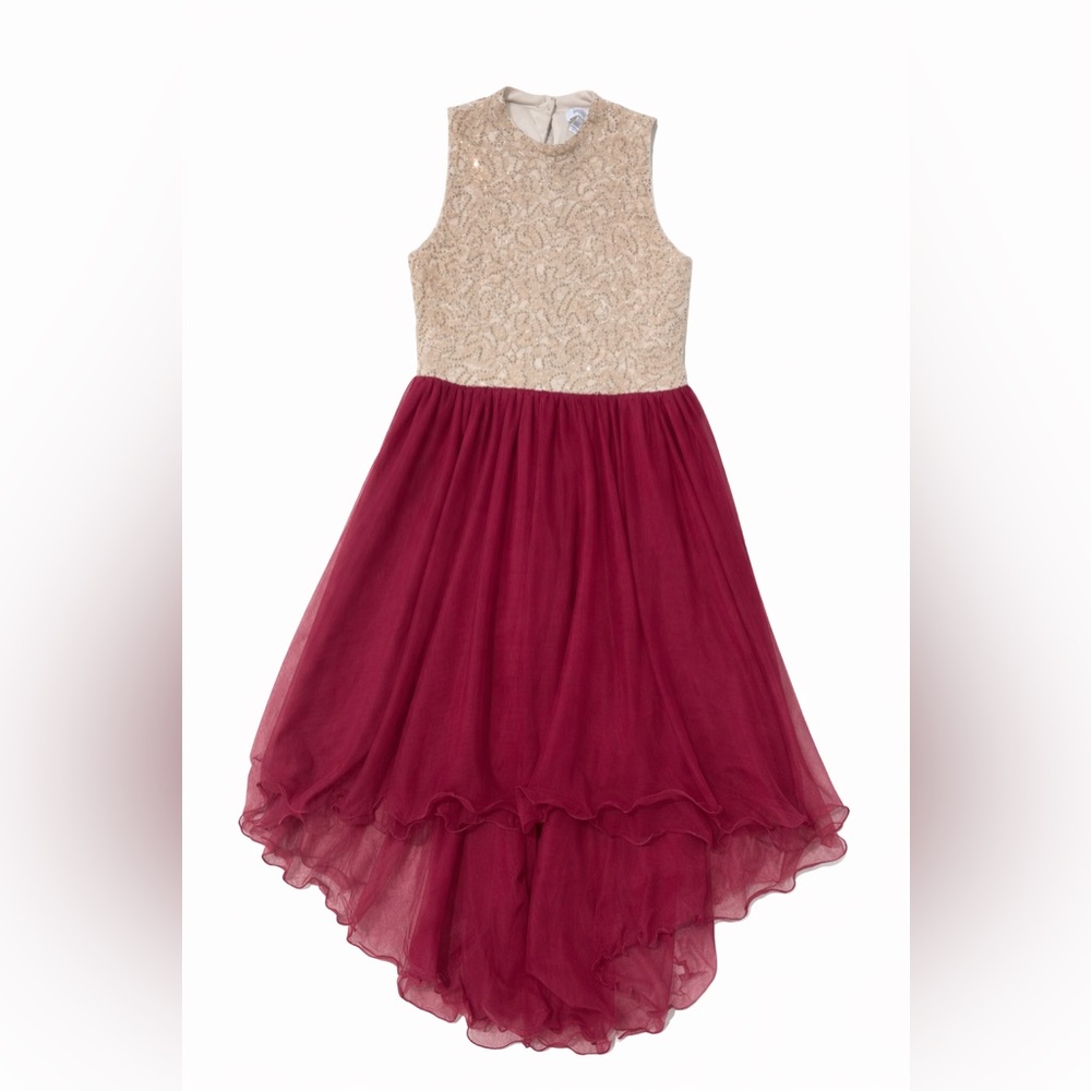 Speechless Kids Lace High Low Formal Dress Burgundy Size 20.5